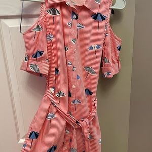 Draper James Red and Blue Striped Midi Dress